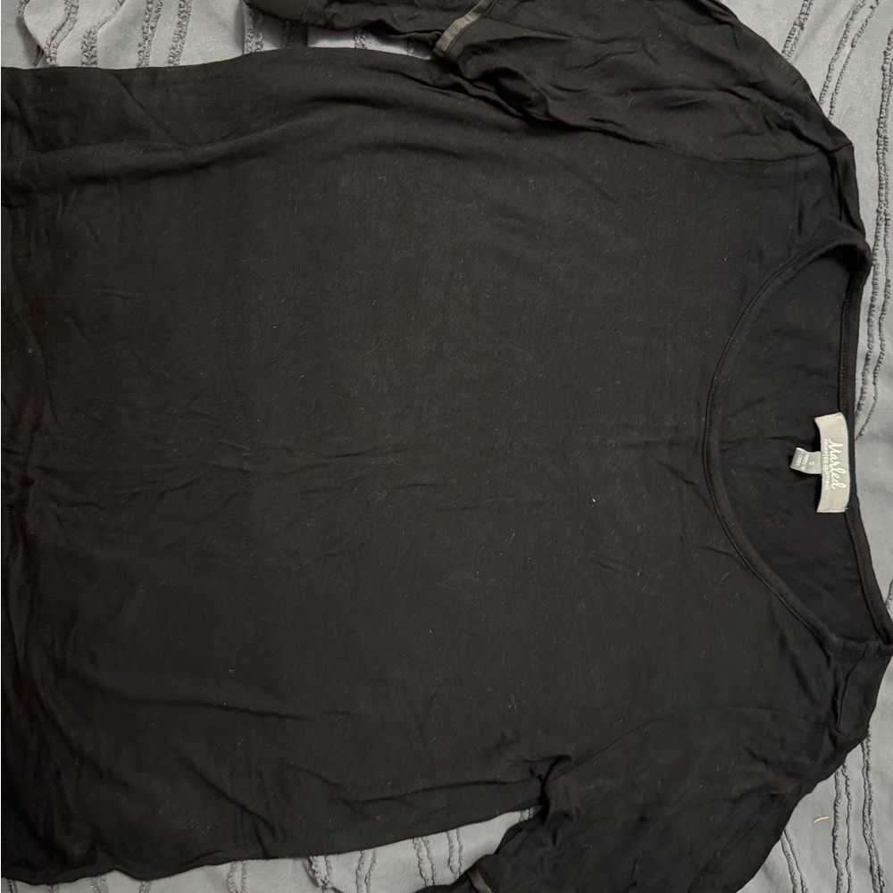Marled Black Crew Neck Short Sleeve Tee
